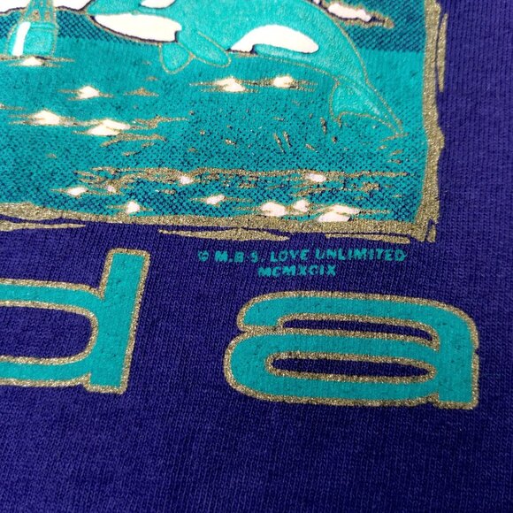 Vintage Florida Shirt Medium Purple Nautical Dolphin Whale Sailboat Ocean Purple - Picture 7 of 10